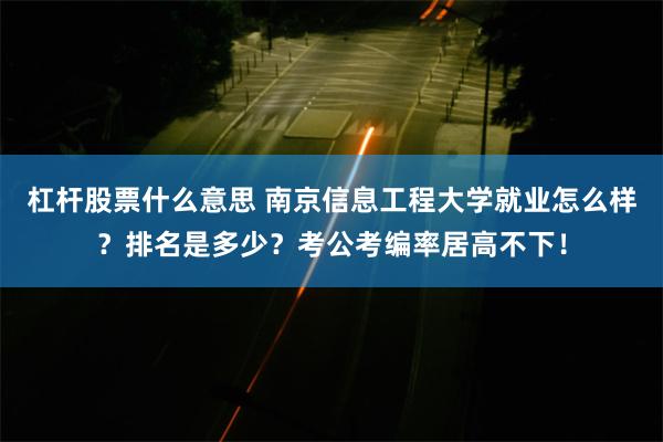 杠杆股票什么意思 南京信息工程大学就业怎么样？排名是多少？考公考编率居高不下！